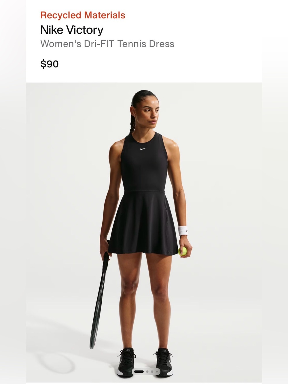 Nike Victory Dr-Fit Black Racerback Tennis Dress, Size Small NWT